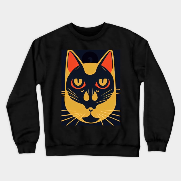 cat halloween orange minimalist Crewneck Sweatshirt by ComicsFactory